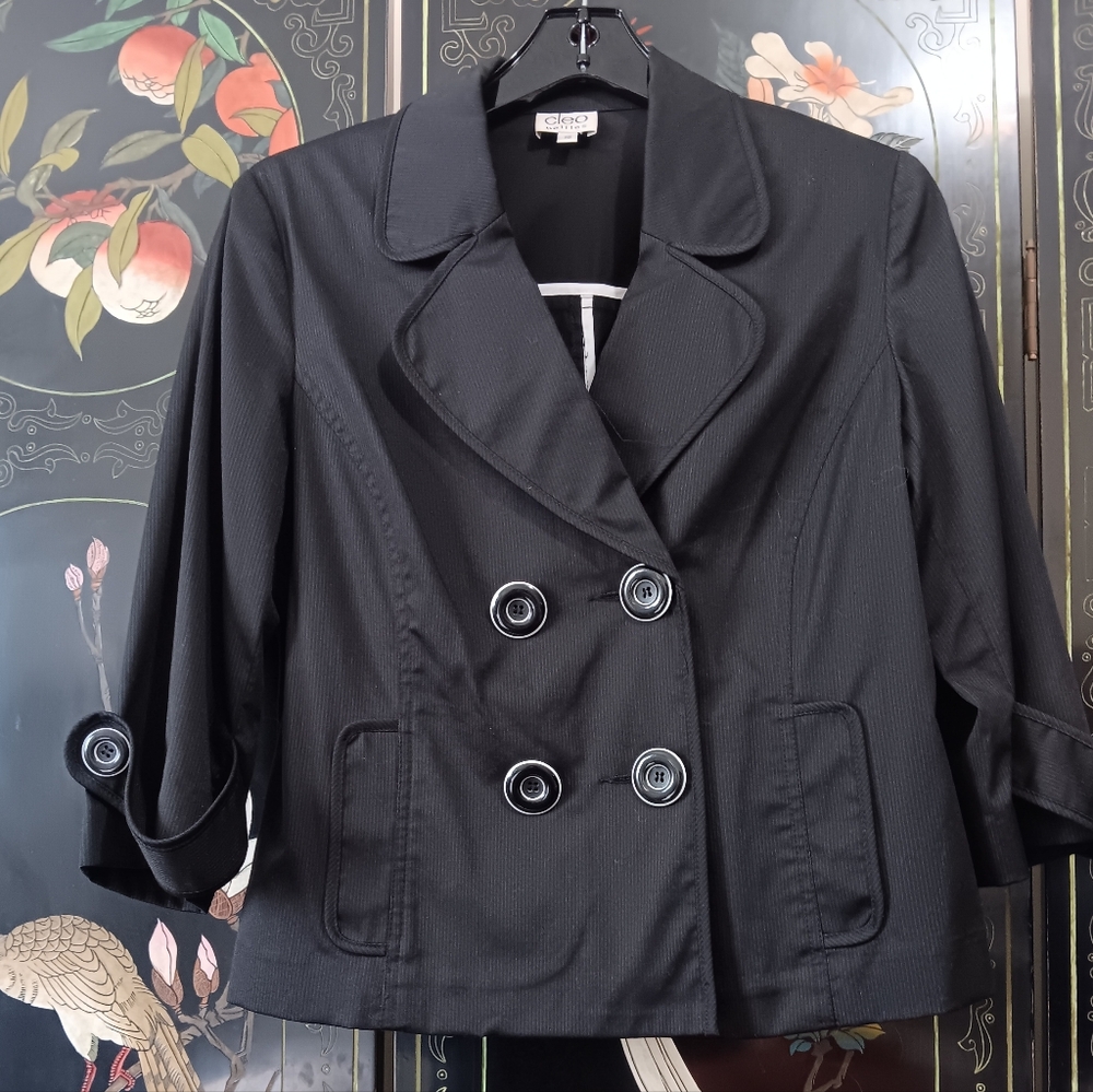 Cleo Black Double-Breasted Cropped Jacket